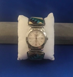 Tissot pr50 Mans Watch with Zuni Multi-stone Sterling Silver Southwest Tips - Picture 1 of 9