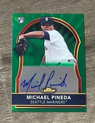 2011 Topps Finest Michael Pineda Rookie Auto Green Refractor 69/199 Mariners - Image 1 of 2
