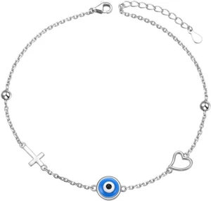 S925 Sterling Silver Anklet for Women Summer Boho Beach Charm Adjustable Foot An - Picture 1 of 8