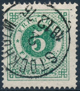 Sweden Scott 19/Facit 19f, 5ö deep green Ringtyp p14 F-VF fresh used - Picture 1 of 2