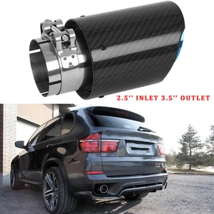 2.5" Inlet 3.5" Outlet Carbon Fiber Exhaust Pipe Tip Stainless Steel For F15 X5 - Picture 1 of 15