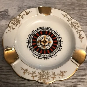 Vintage Limoges MONTE CARLO CASINO ROULETTE Porcelain Ashtray Trinket Dish - Picture 1 of 6