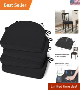 Comfortable Dining Chair Cushions with Ties - 4 Pack, Non-Slip Features, Black - Picture 1 of 8