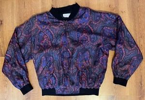 Vintage Bomber Jacket 100% Silk Floral Naked Silk Zip Up Women's Medium - Picture 1 of 5