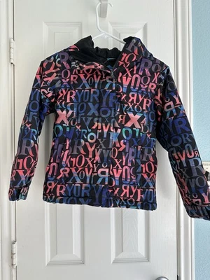 Roxy Girls Youth Logo Printed Hooded Winter Ski Snow Jacket 10K Size Small 7/8 - Image 1 of 4