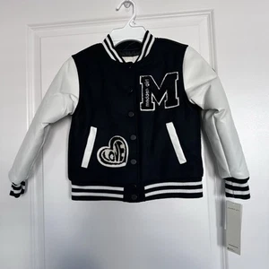 Madden Girl Faux Leather Black And White Varsity Jacket Size 4/5T - Picture 1 of 7