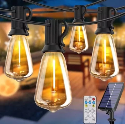 33FT Solar String Lights 15 LED Bulbs Waterproof Outdoor Lights for Garden Yard - Image 1 of 4