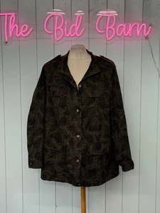 JD Williams Jacket Size 22 Ladies Green Black Patterned Casual Parka Zip Up - Picture 1 of 5