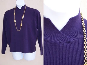 Coldwater Creek dark purple knit top plus size 2x 20 22 raw silk sweater blouse - Picture 1 of 11