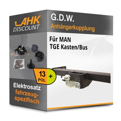 Für MAN TGE Kasten/Bus 17- G.D.W. Anhängekupplung starr + 13polig E-Satz SET - Bild 1 von 3