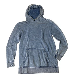 Ninth Hall Y2K Hoodie Sweatshirt Herren Gr. L Blau Acid Wash Faded Skater Grunge - Bild 1 von 14