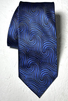 Corbata Adolfo 100 % seda azul abstracto remolinos viento cielo surf Foto 1 de 4