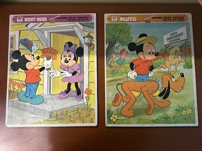 LOTE (4) Bandeja Marco Vintage Rompecabezas Disney Mickey Minnie Pluto Donald 1979, 1983 Foto 1 de 4