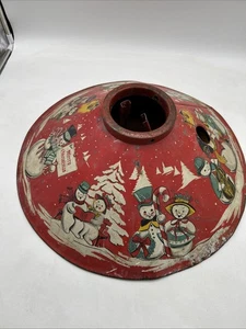 Vintage 1950er seltener farbiger Schneemann Litho Blech Metall Weihnachtsbaum Ständer ~ 20" - Bild 1 von 16