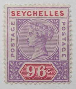 SEYCHELLEN QV 1890 96c Mauve & Carmin (SG8) - Mounted Mint, No Gum - 80€ - Bild 1 von 3