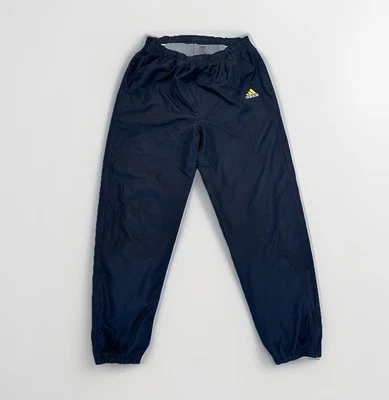 Calça de atletismo Adidas masculina vintage corta-vento zíper lateral no tornozelo preta amarela média - Imagem 1 de 4