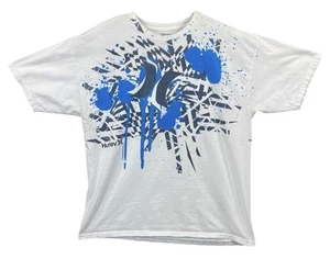 Camiseta Y2K Hurley Gráfica Pintura Salpicaduras Surf Skateboarding Talla XL Blanca - Imagen 1 de 5