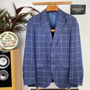 HACKETT (42R) Tweed Windowpane Robert Noble Silk & Linen Summer Sport Jacket - Picture 1 of 18