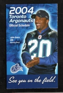 Toronto Argonauts John Avery 2004 Pocket Schedule Mojo Radio CFL - Bild 1 von 2