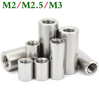 M2 M2.5 M3 Stainless Steel Round Coupling Connector Nuts Threaded Insert Joint - Image 1 of 4