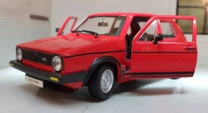 VW Golf Mark 1 Mk1 GTi 1.6 1.8 rot 1979 Burago Diecast Maßstab 1:24 Modellauto - Bild 1 von 9