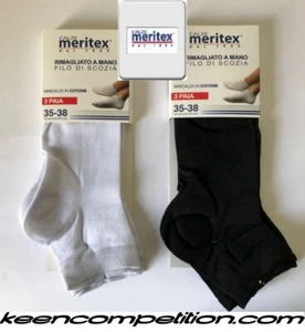 ★ MERITEX 6 PAIA CALZINI MINI CALZE CORTE SNEAKER UOMO DONNA COTONE FILO SCOZIA - Foto 1 di 4