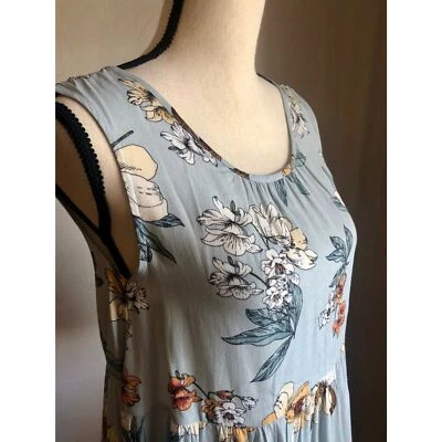 TRIBAL  Blue Floral Tiered Tunic Tank, Women's Size Small Foto 1 de 4