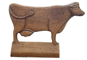 Cow Brown Carved Wood-like Unique Decoration Country Farm 8” Barnyard Decor VTG - Picture 1 of 7