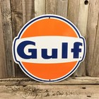 Gulf Gasoline Gas Oil Diecut Metal Tin Sign Garage 12" Vintage Logo Station New