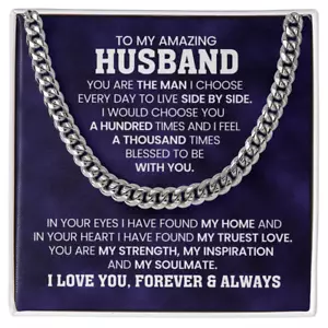 Gifts for Husband – Cuban Link Chain Necklace with Message Card | Christmas, Ann - Picture 1 of 20