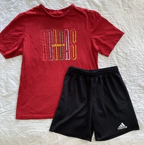 Boys Youth adidas Shorts & T-Shirt Set Outfit, Large 13-14Y, Black & Red - Picture 1 of 5