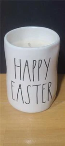 NEW 4" Rae Dunn HAPPY EASTER Gardenia Bloom 7.7 oz CANDLE Ceramic Crock Jar Cup - Picture 1 of 1