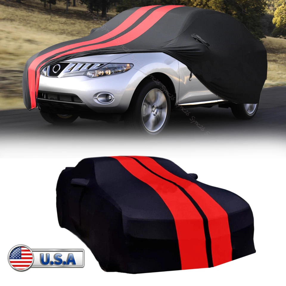 For NISSAN  MURANO Quest Terra Indoor Soft Stain Stretch Full Car Cover Red Line Foto 1 de 4