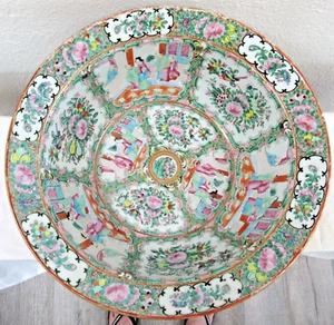 19th C. Antique Chinese Rose Medallion Famille Rose Porcelain Large Bowl Stand  - Picture 1 of 20