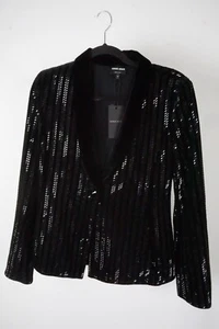Giorgio Armani Triacetato Blend Black Velour Metal Jacket Blazer 42 BRANDNEU - Bild 1 von 5