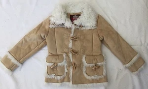 Light Khaki Faux Suede And Fur Toggle Coat Sz XS/S By Gap Kids EEUC - Picture 1 of 8
