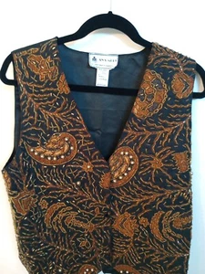 Vintage Ana Mori Bead Embellished Beaded Pattern Waistcoat All Size - Picture 1 of 14