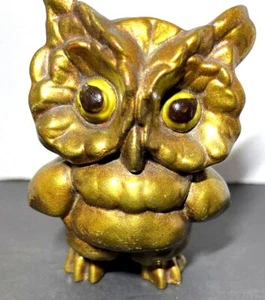 6 Inch Golden Horned Owl Painted Eyes Birds Wise Decor Flight Wings Statue Fly - Picture 1 of 6