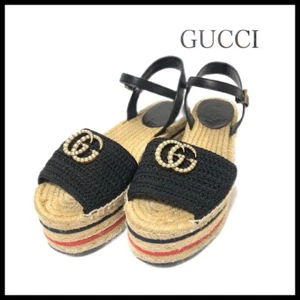 Gucci Sandalias Plataforma Alpargata GG Negro Talla 36 Usado Envío Envío Gratis - Imagen 1 de 9