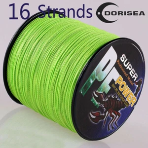 16 Strands 100 300M 500M 2000M Fluorescent Green Hollow Braided Sea Fishing Line - Picture 1 of 10