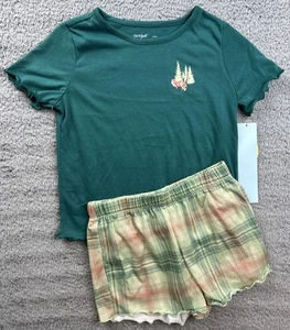 Cat & Jack Girl's Size Small 6/7 Short Sleeve Top & Shorts Pajama Set - Picture 1 of 7