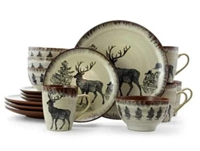  Majestuoso diseño redondo de alce de 16 piezas con detalles cálidos en topo y marrón Foto 1 de 4