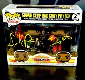 Gary Payton & Shawn Kemp Signed Funko Pop Seattle SuperSonics Beckett Certified - Picture 1 of 2