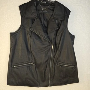 Dennis Basso Faux Leather Biker Vest Womens Plus 1X Moto Punk Festival Metal - Picture 1 of 12