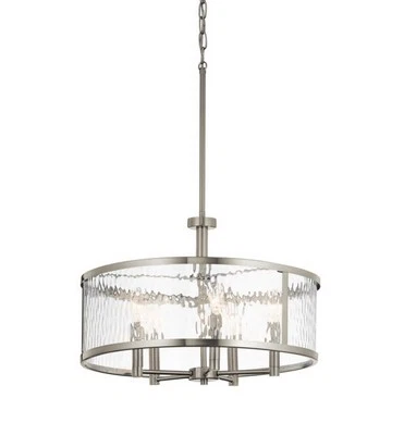 Marita 5 - Light Brushed Nickel Transitional Clear glass Cylinder - Image 1 of 4