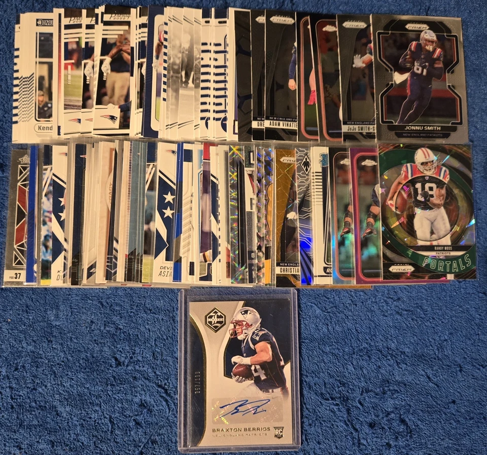 New England Patriots 100 ct lot of Football Cards, Auto RC Berrios, Inserts+More - Image 1 of 1