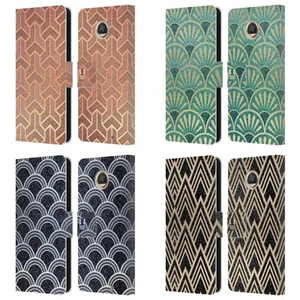 HEAD CASE TEXTURED ART DECO PATTERNS LEATHER BOOK CASE FOR MOTOROLA PHONES 2 - Picture 1 of 10