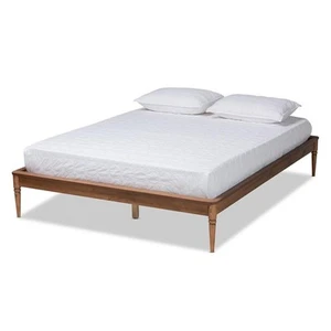 Baxton Studio Tallis Walnut Brown Finished Wood Queen Size Bed Frame - Picture 1 of 10