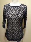 Pied A Terre Navy Blue Lace Three Quarter Sleeve Top - Size 14