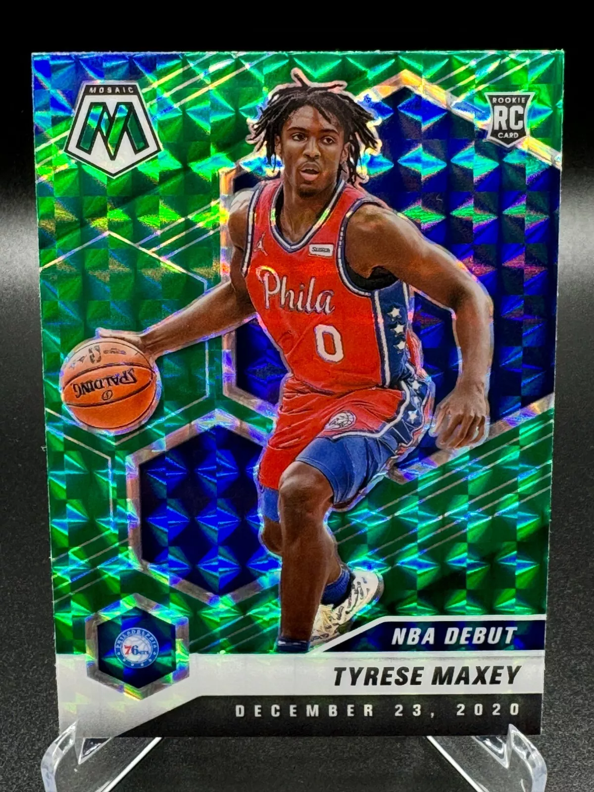 2020-21 Mosaic Green Reactive Tyrese Maxey NBA Debut RC #263 Philadelphia 76ers
